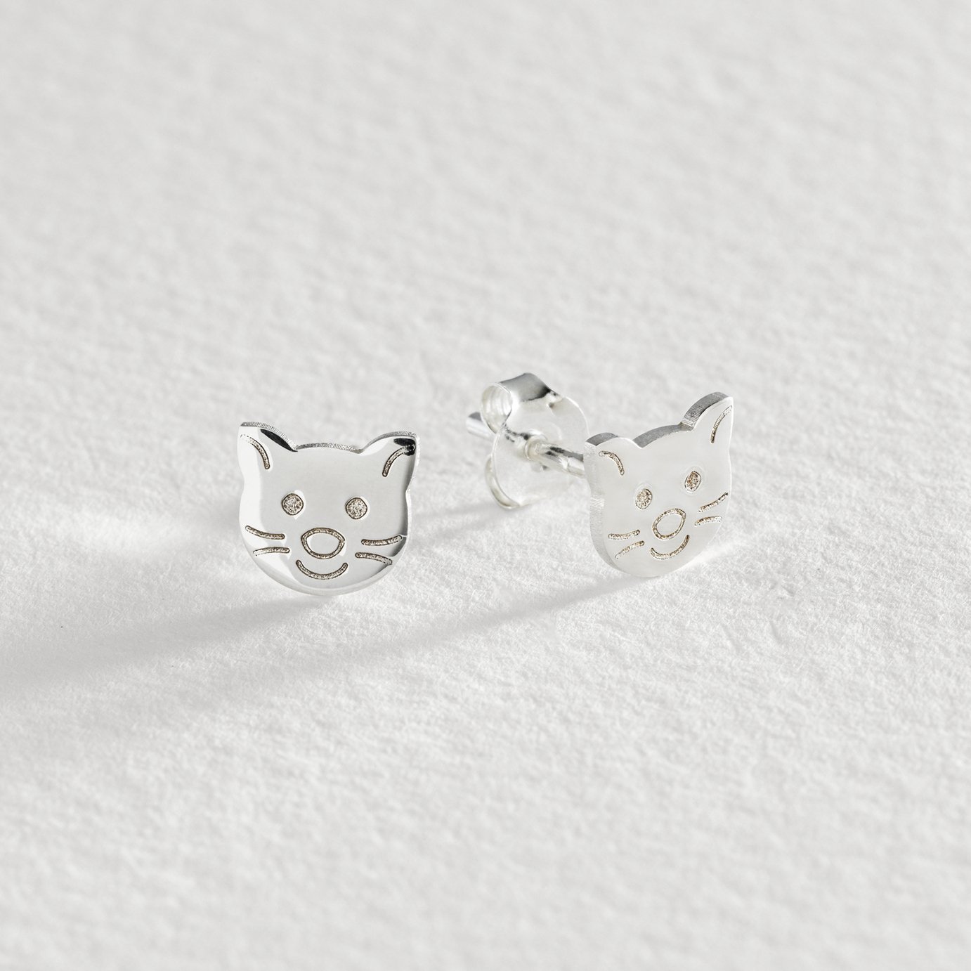 Revere Sterling Silver Cat Shaped Stud Earrings
