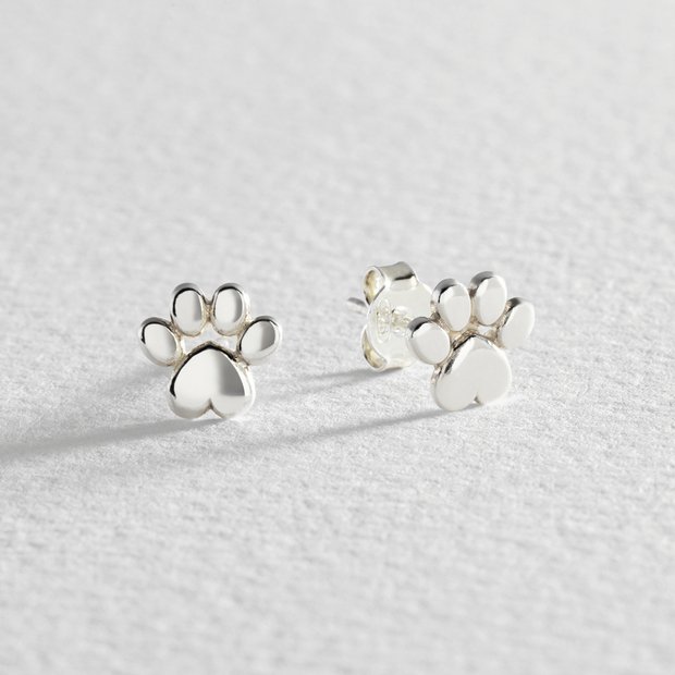 Paw print hot sale silver earrings