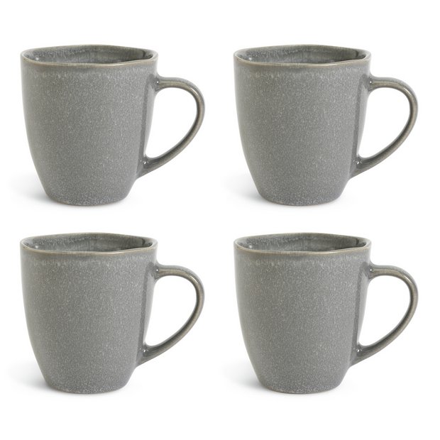 Buy Habitat Set of 4 Stoneware Mugs - Grey Reactive | Mugs and cups | Habitat