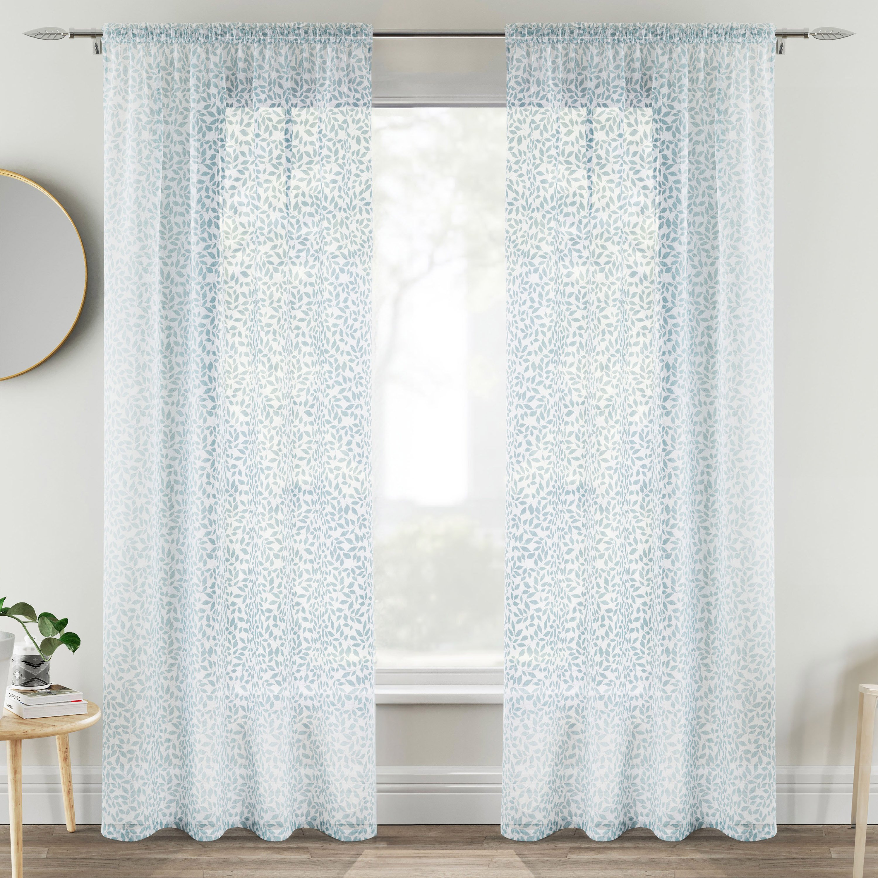 Tyrone Textiles Willow Rod Pocket Voile Panels - 140 x 183cm - Blue