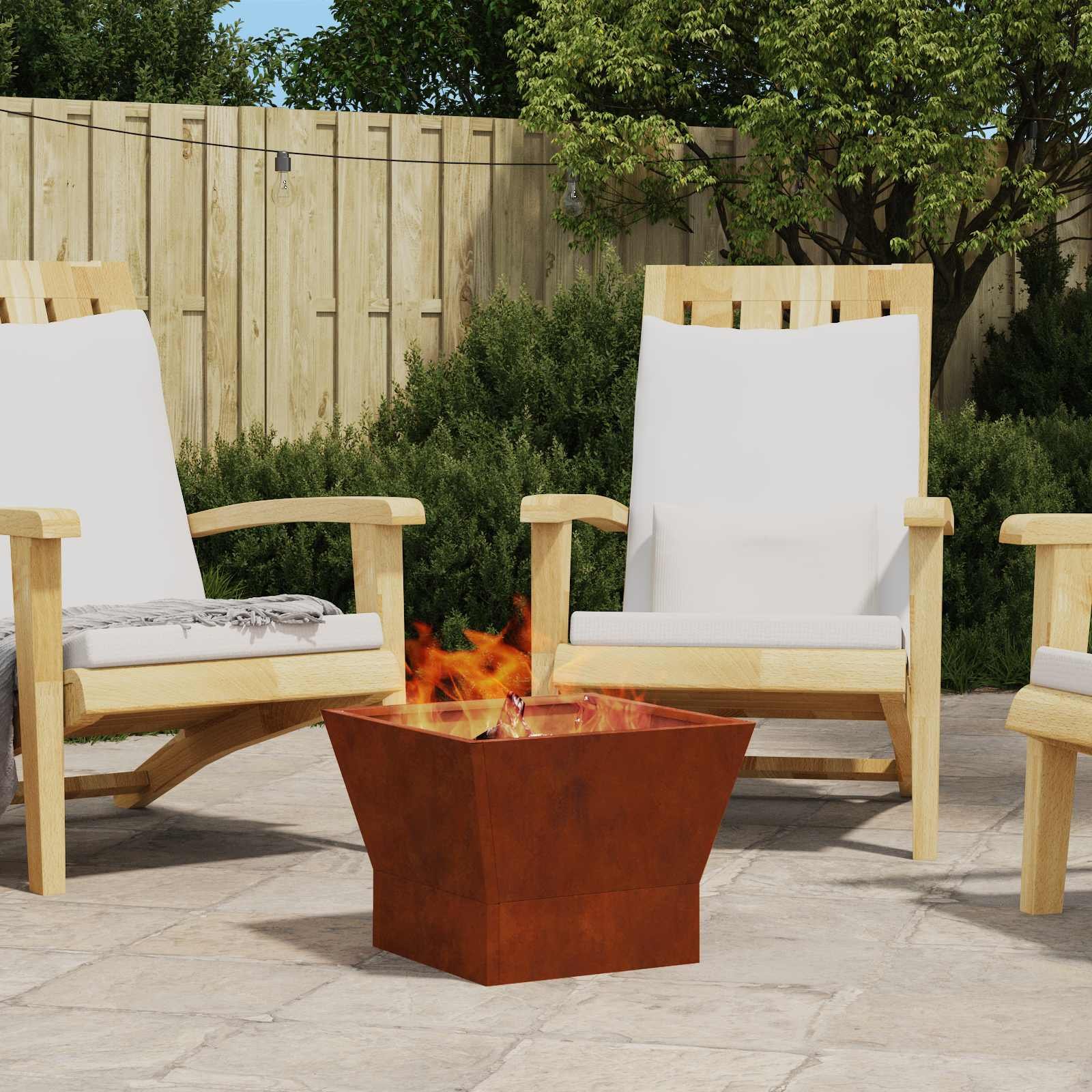 Walplus Steel Fire Pit Weathering - Brown - 40 x 40 x 30 cm