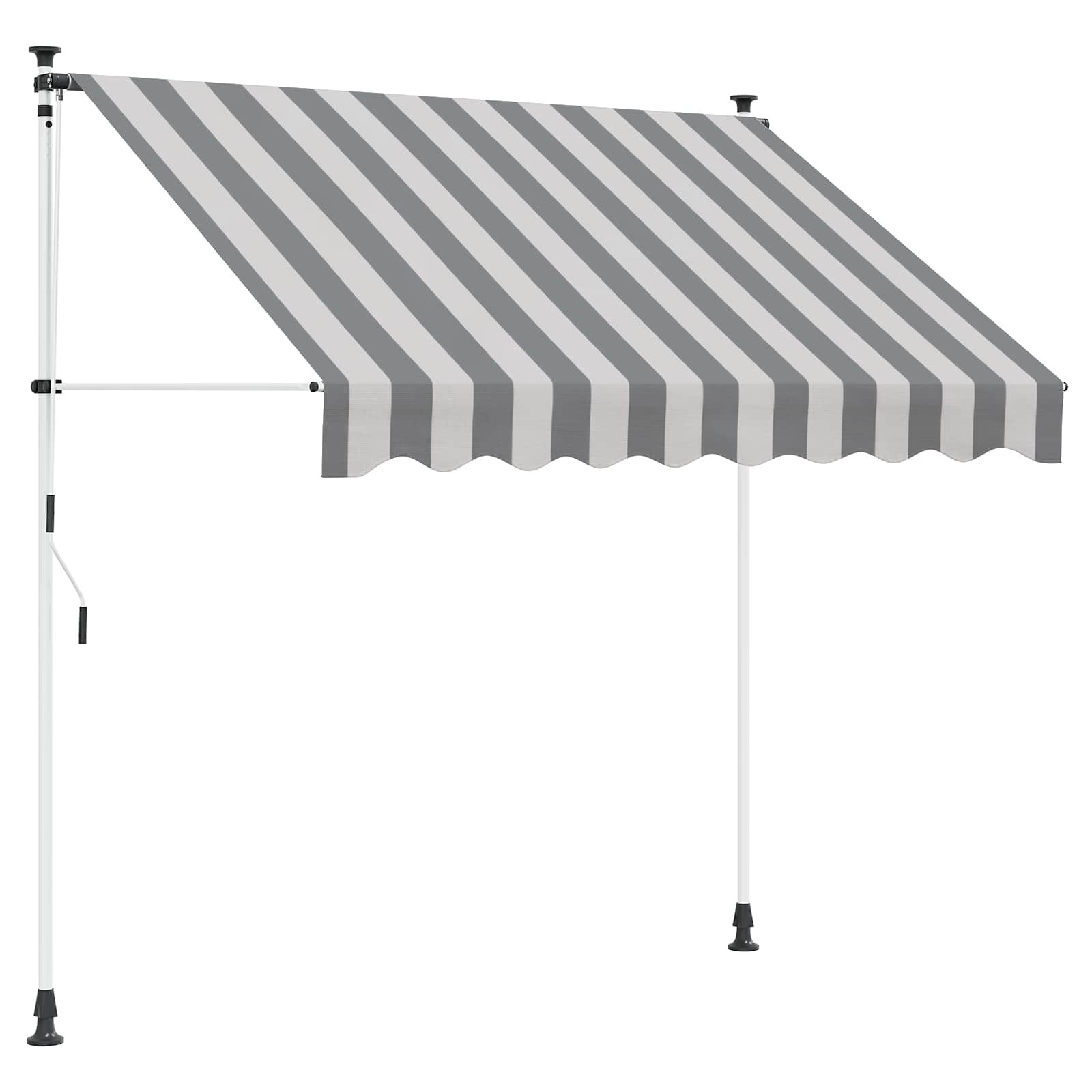 Walplus Manual Polyester Retractable Awning - Anthracite and White - 300 cm