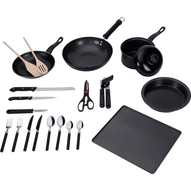 Kitchen Set (20+ Piece), Kitchen Essentials, Student Kitchen Essentials,  Home Accessories For Kitchen, Kitchen Starter Set, Home Starter Kitchen Set,  Student Essentials For University, Kitchen Utensil : : Home &  Kitchen