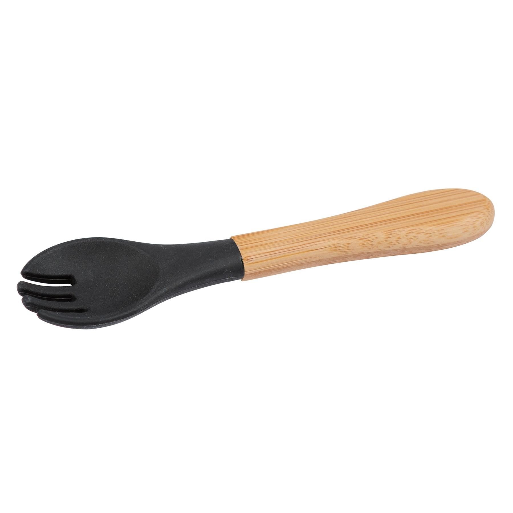 Tiny Dining Bamboo Baby Weaning Fork with Silicone Tip - Black