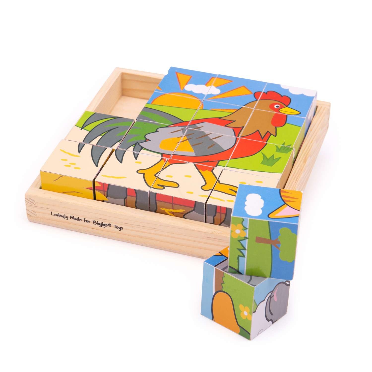 Bigjigs Toys Farm Cube Puzzle - 10 Months +