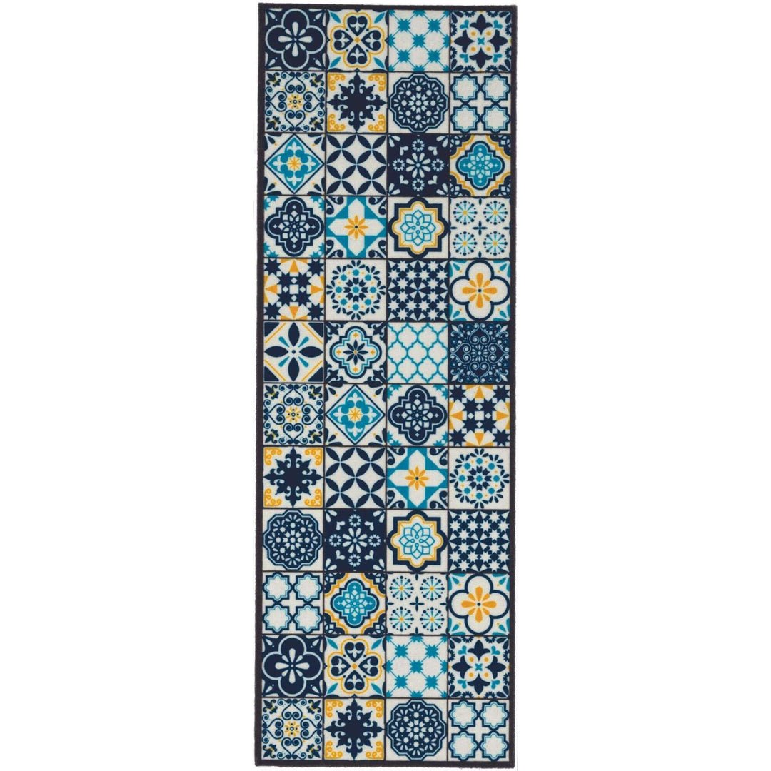The Rugs Navy Patchwork Runner Rug - 50 x 150cm