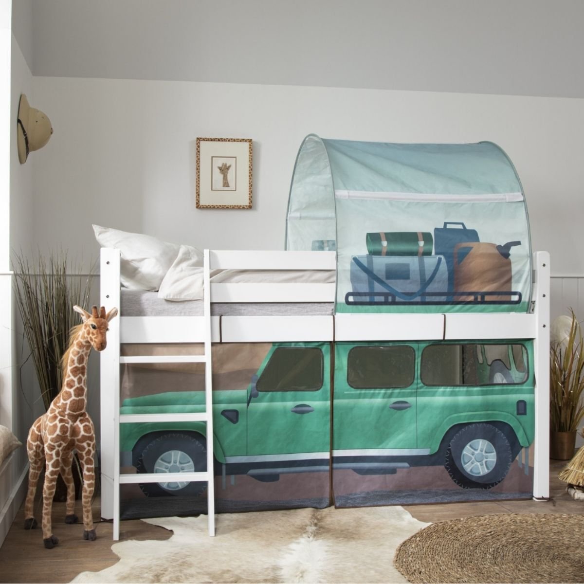 Noa & Nani Moro Midsleeper Cabin Bed With Safari Overland Tent Package - White