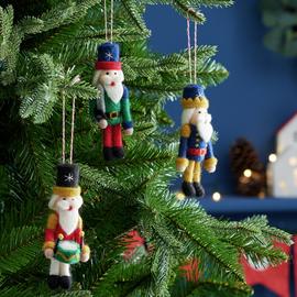 Argos Home Pack of 3 Nutcracker Christmas Tree Decorations