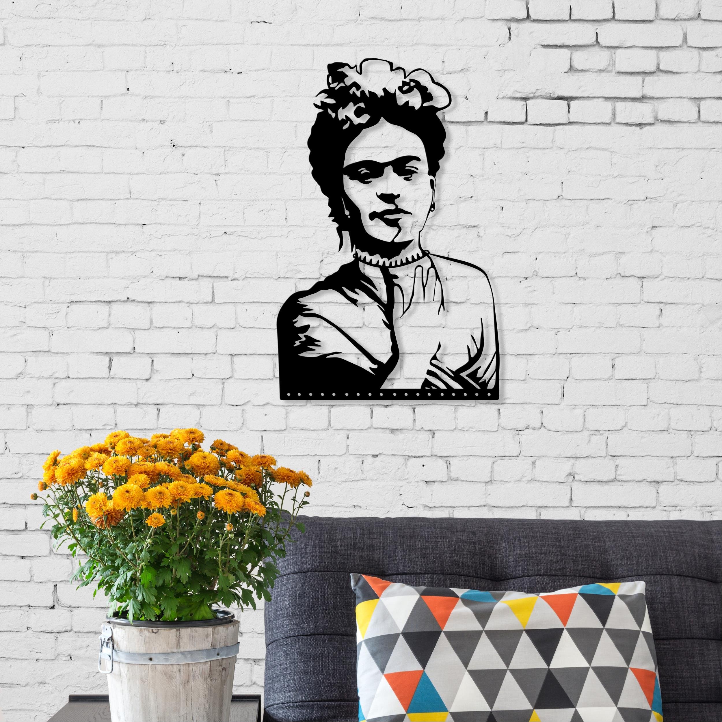Decortie Metal Wall Art No.15 Frida Metal Black - Hanging