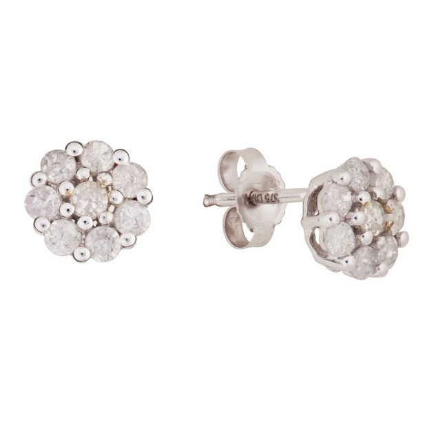 Buy 9ct White Gold 0.50ct tw Diamond Cluster Earrings at Argos.co.uk ...