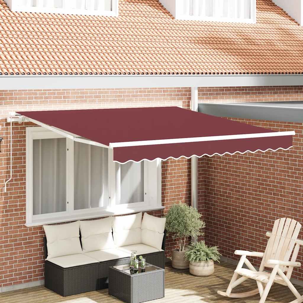 Walplus Manual Polyester Retractable Awning - Burgundy - 300x250 cm