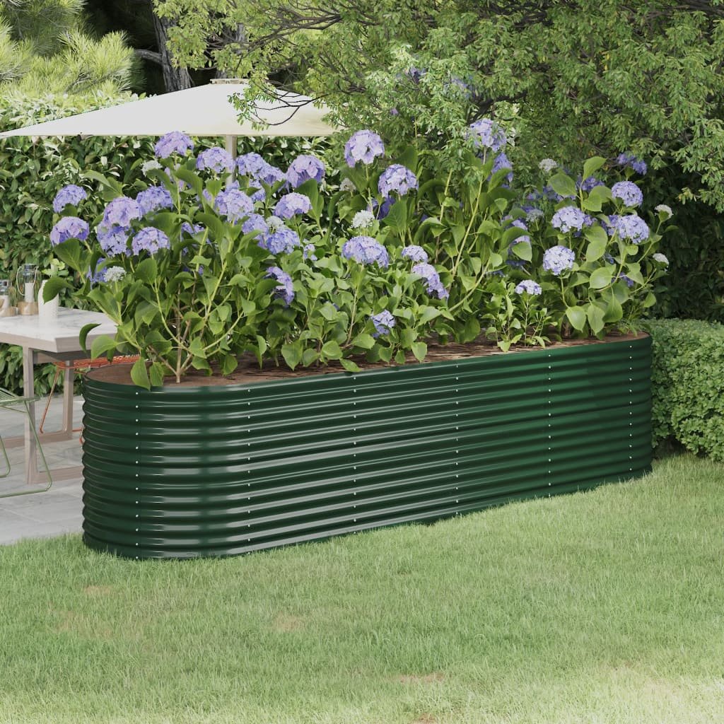 Walplus Galvanised Steel Raised Garden Bed - Green - 296 x 80 x 68 cm