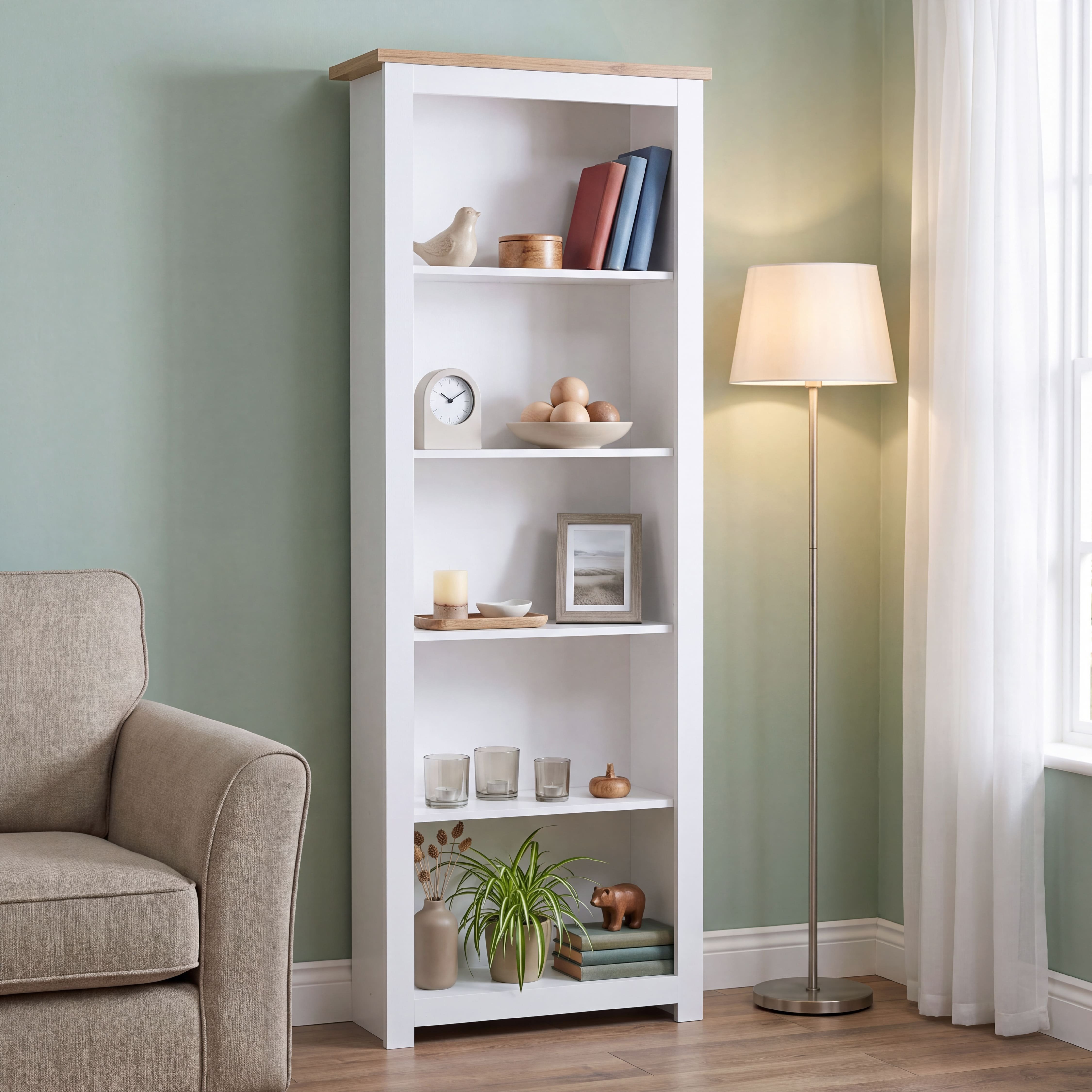 Vida Designs Arlington 5 Tier Bookcase - White