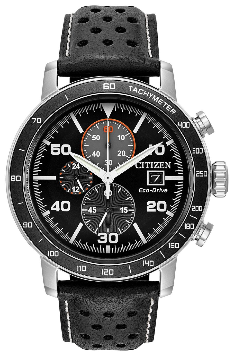 Citizen Men's Eco-Drive Black Leather Strap Watch