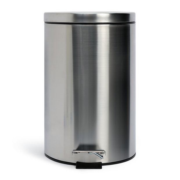 Buy Habitat 12 Litre Round Pedal Bin Silver Kitchen bins Argos