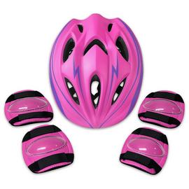 Challenge Kids Bike Helmet & Safety Set, P/Purple, 48-52cm