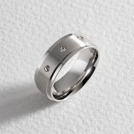 Revere Men's Stainless Steel Cubic Zirconia Wedding Ring