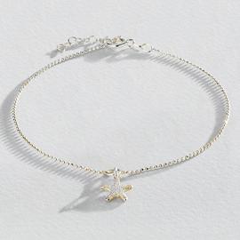 Revere Sterling Silver Beaded Chain Sea Star Charm Anklet