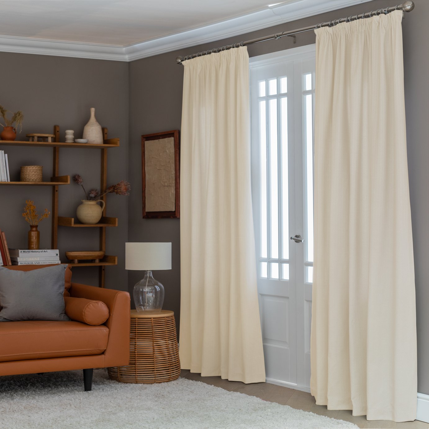 Habitat Herringbone Fully Lined Pencil Pleat Curtain