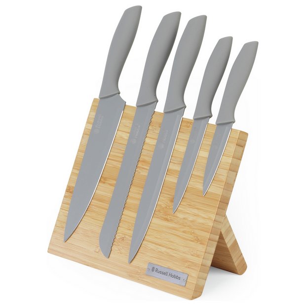 5-Piece Grey Knife Set With Block