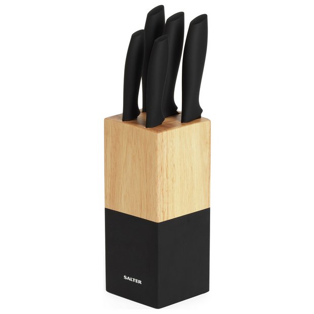 Buy Salter 5 piece Knife Block Set - Black, Knives and knife blocks