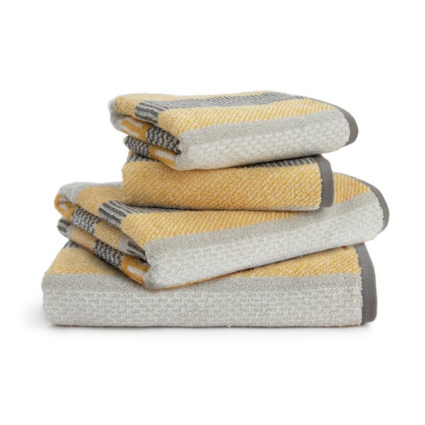 Buy Habitat Horizontal Stripe 4 Piece Towel Bale Mustard Towels Habitat