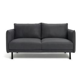 Habitat Moore Leather 2 Seater Sofa - Dark Grey
