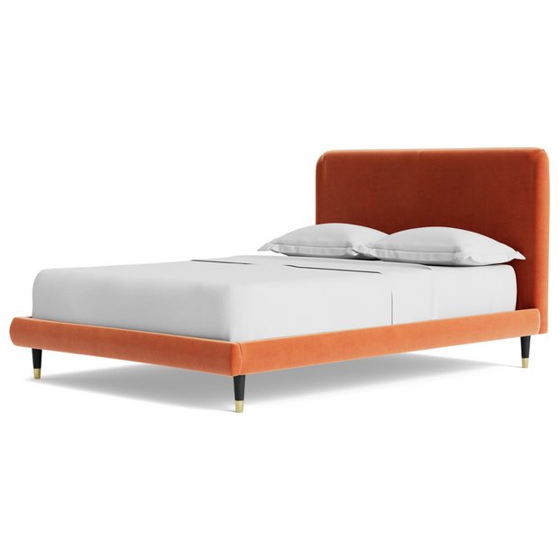 Orange velvet clearance bed frame