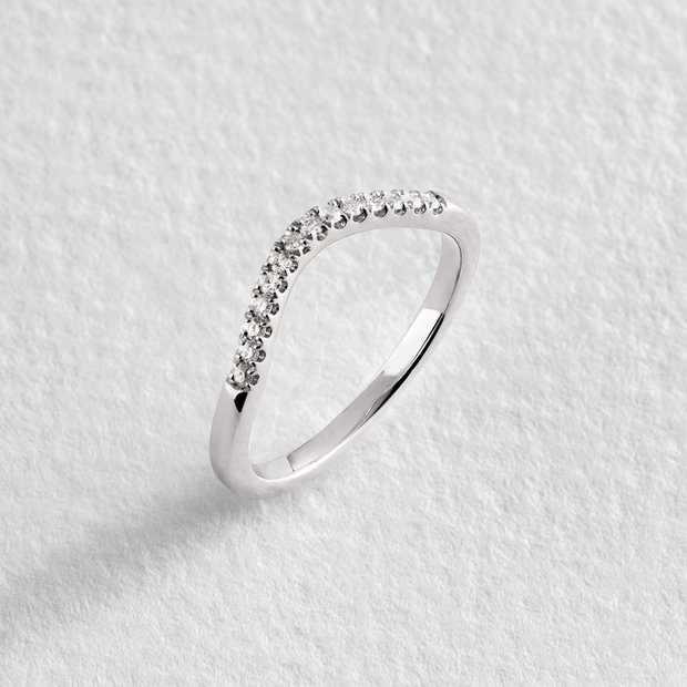 Buy Revere 9ct White Gold 0.10ct Diamond Wave Eternity Ring J