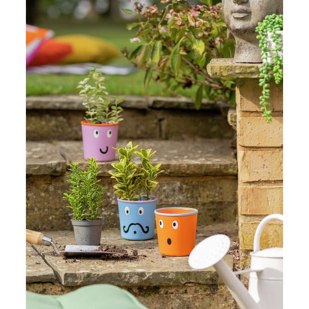 Buy Garden by Sainsbury's Smiley Face Planters - Set of 3 | Garden pots and planters | Argos