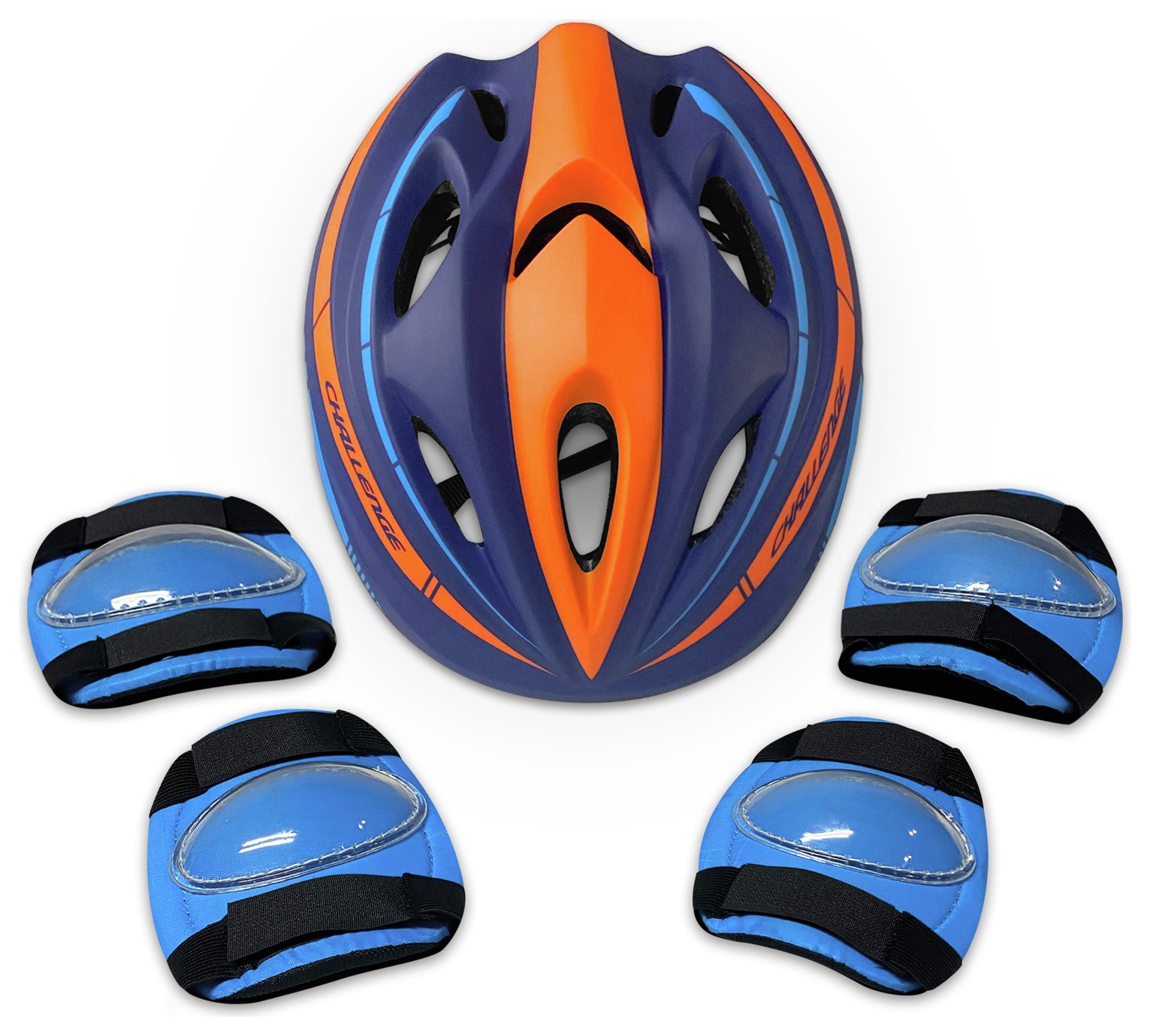 Challenge 48cm-52cm Kids Bike Helmet & Safety Set - Blue