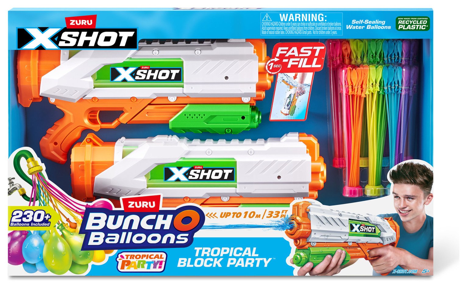 XSHOT Fast Fill Water Guns & Tropical Bunch O Balloons Pack