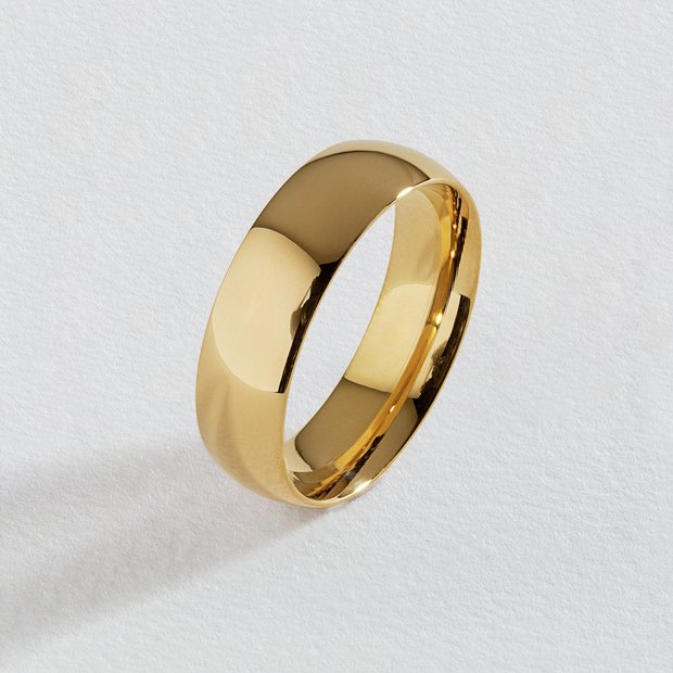 Buy Revere Gold Plated Stainless Steel Wedding Band Ring O Womens rings Argos
