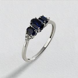 Revere 9ct White Gold 0.25ct Diamond Sapphire Ring