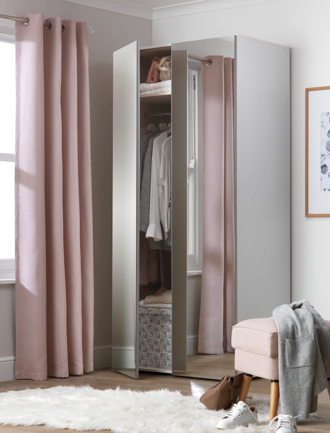 Habitat Atlas 2 Door Mirror Wardrobe - Black & Brown