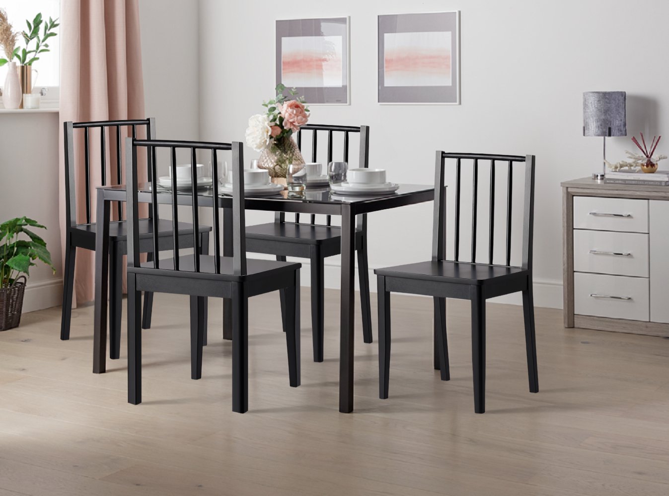 Habitat 4 Nel Solid Wood Spindle Chairs - Black