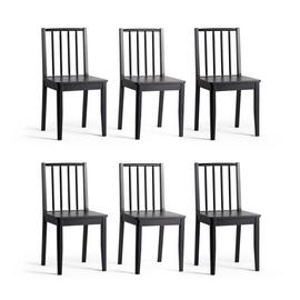 Habitat 6 Nel Solid Wood Spindle Chairs - Black
