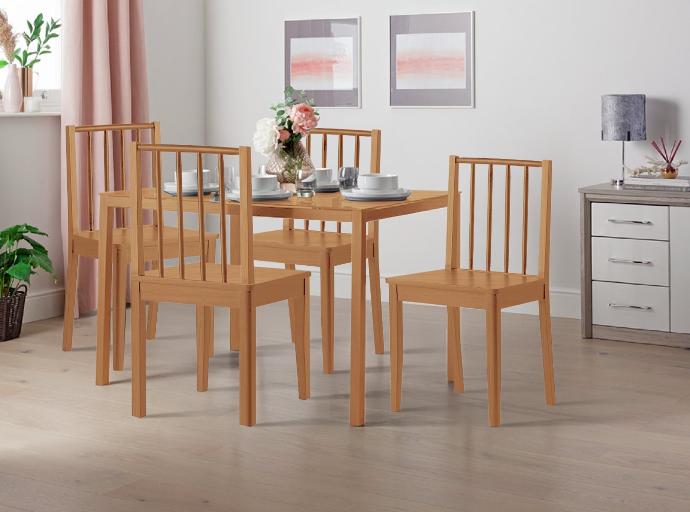Habitat 4 Nel Solid Wood Spindle Chairs - Natural