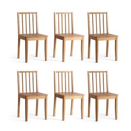 Habitat 6 Nel Solid Wood Spindle Chairs - Oak