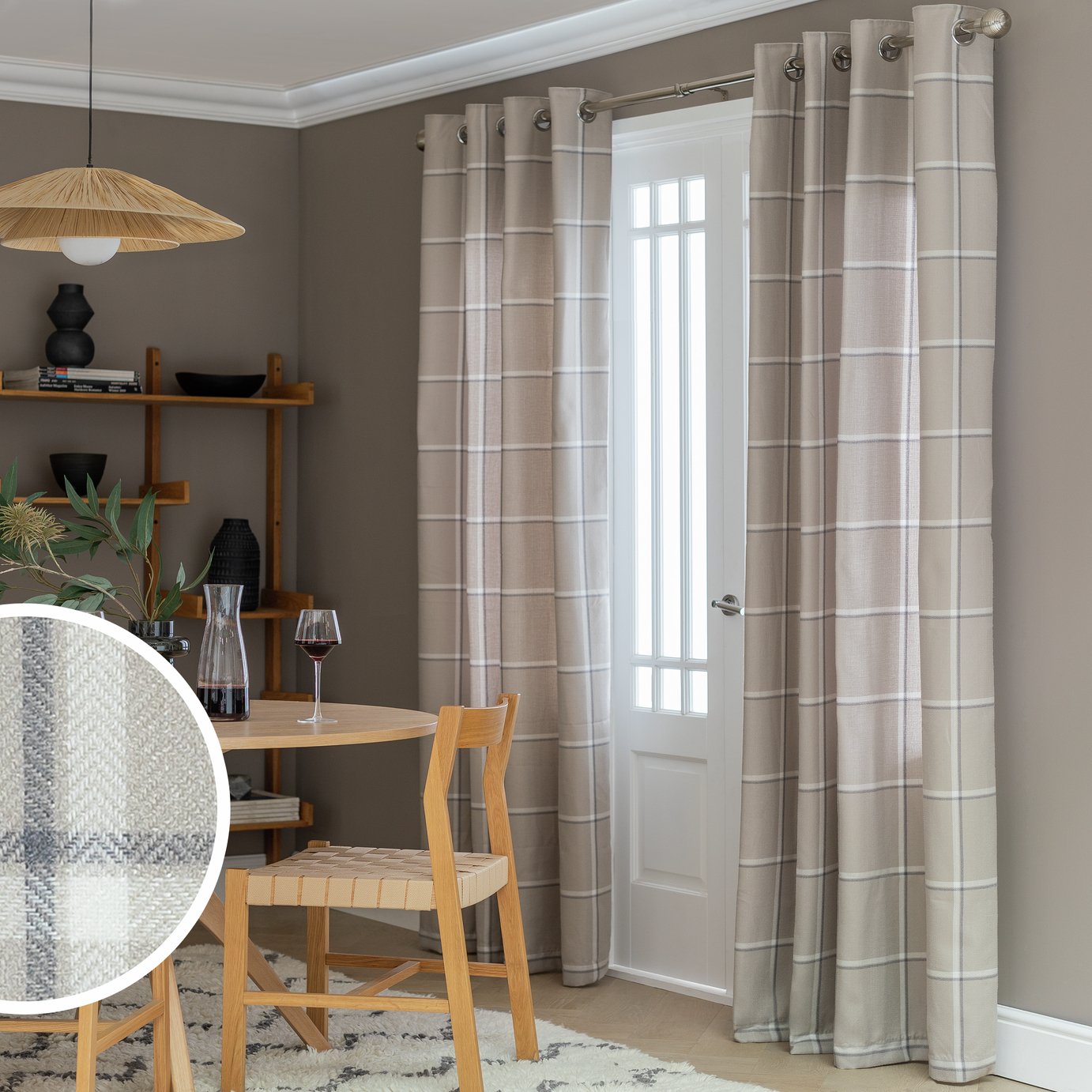 Habitat Square Check Fully Lined Eyelet Curtains