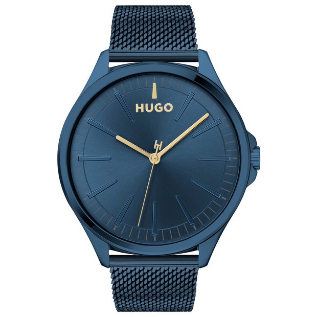 Buy HUGO Men s Blue Mesh Bracelet Watch Men s watches Argos