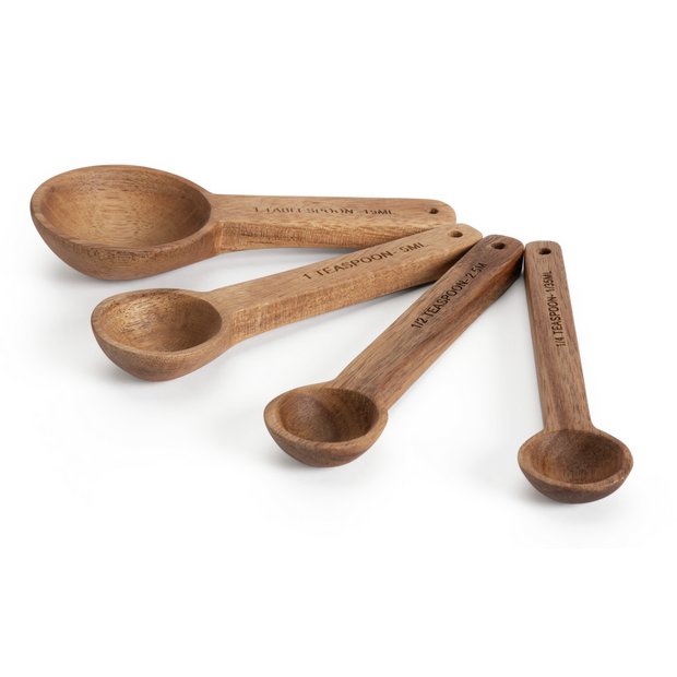 Buy Habitat Global Set of 4 Wooden Measuring Spoons - Natural | Kitchen utensils | Habitat