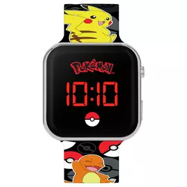 Pokemon Kids Digital Printed Black Silicone Strap Watch