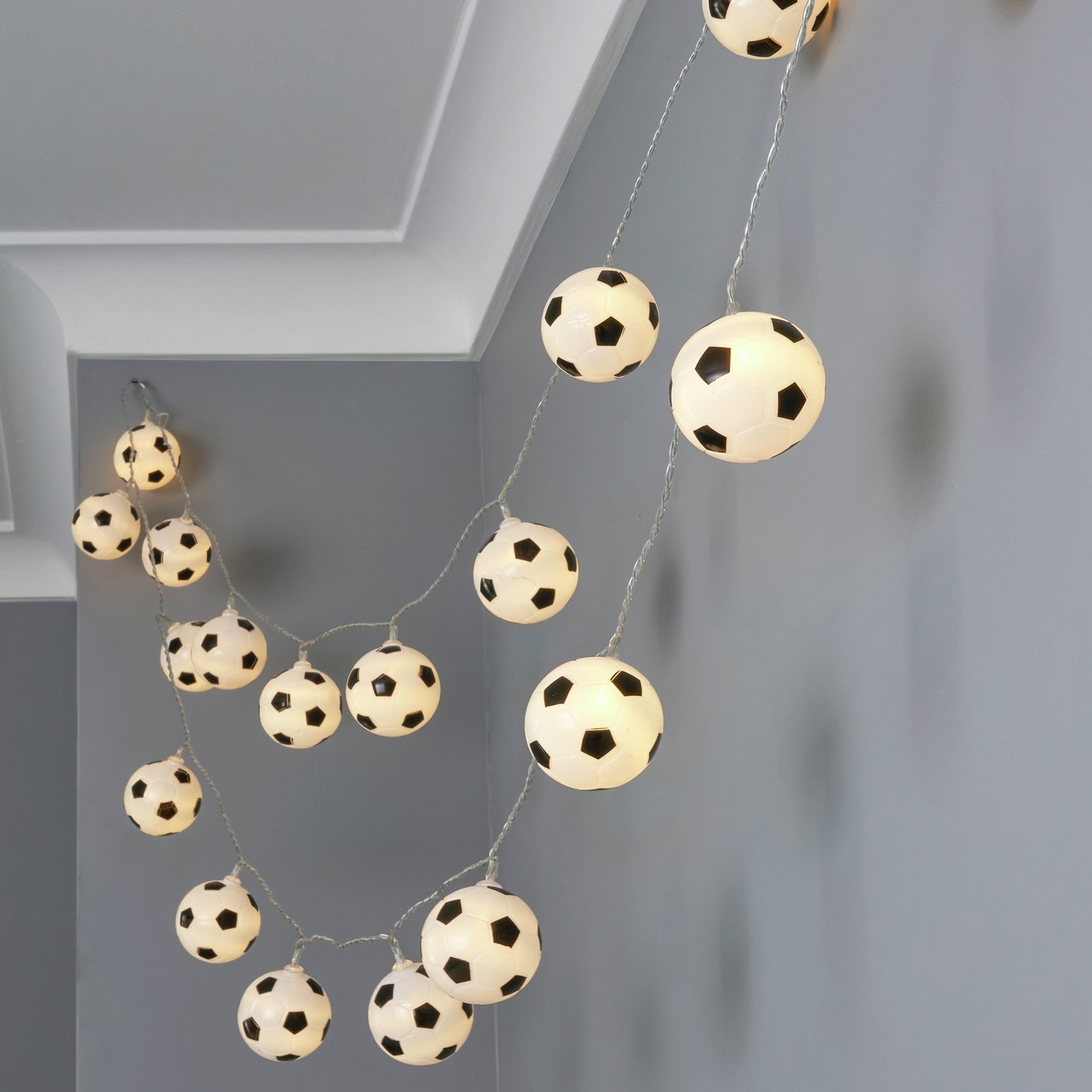 Glow Football LED String Lights - Black & White