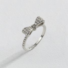 Revere Rhodium Plated Silver Cubic Zirconia Bow Ring