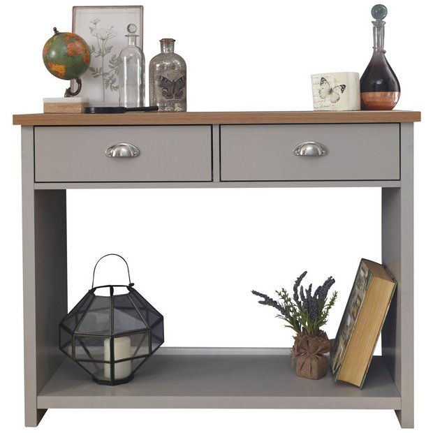 Oxford Grey Console Table with Shelf and Drawers - New England Country,  Coastal, farmhouse Furniture