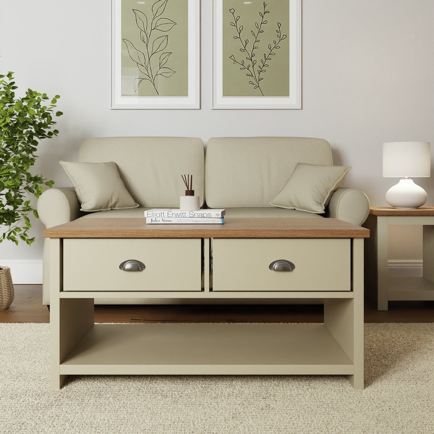 GFW Lancaster 2 Drawer Coffee Table