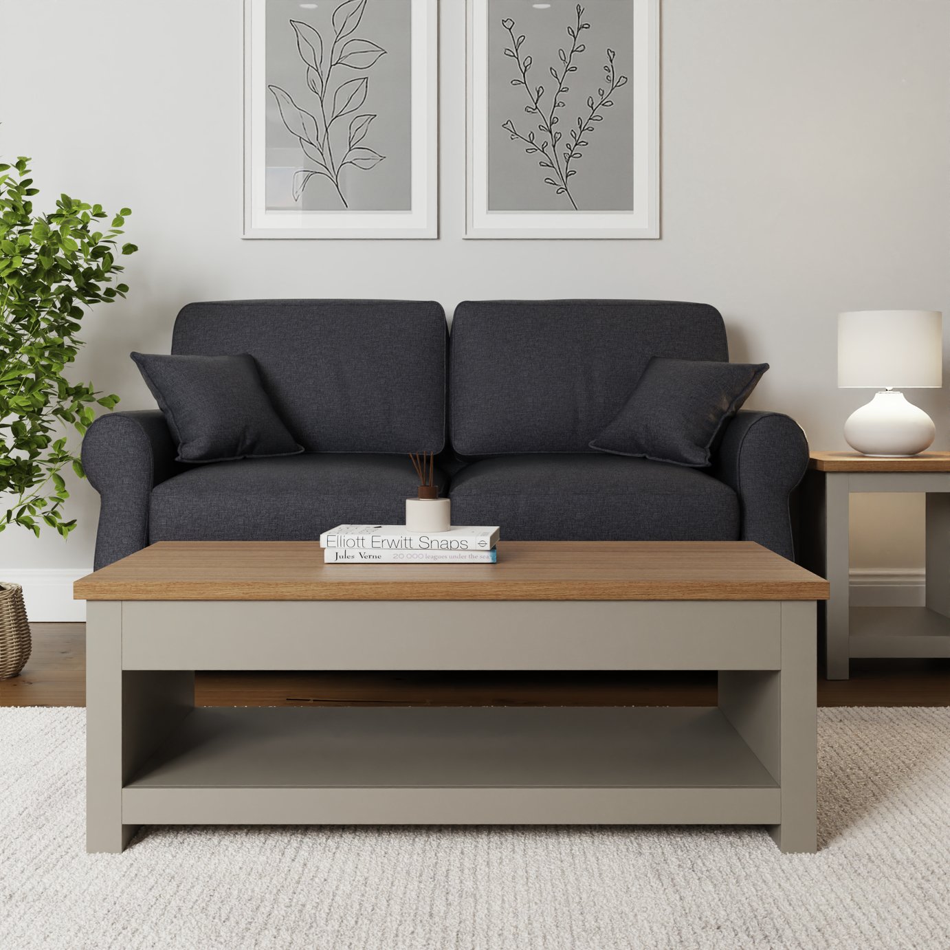 GFW Lancaster Lift Up Coffee Table - Grey