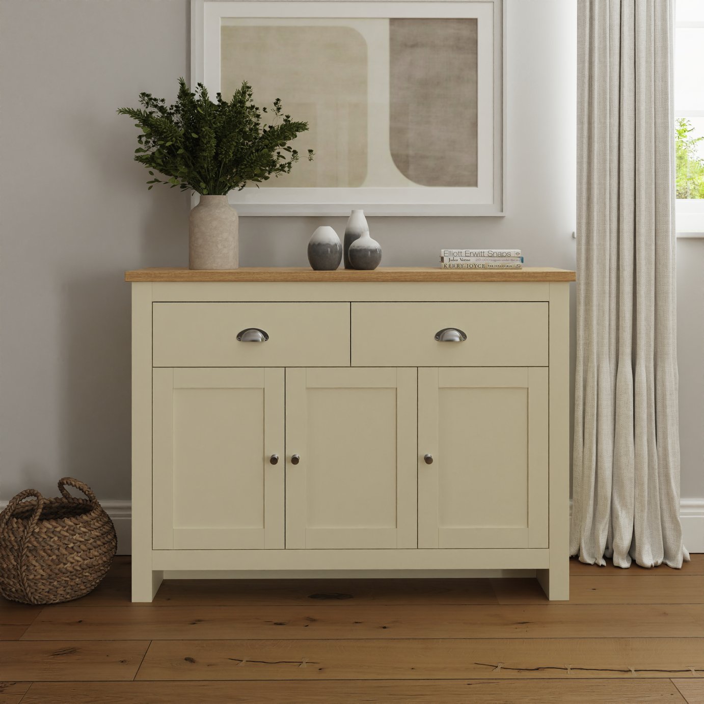 GFW Lancaster 3 Door 2 Drawer Sideboard - Cream