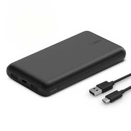 Belkin 20000mAh Portable Power Bank, Precharged, 15W with USB C Cable – Black